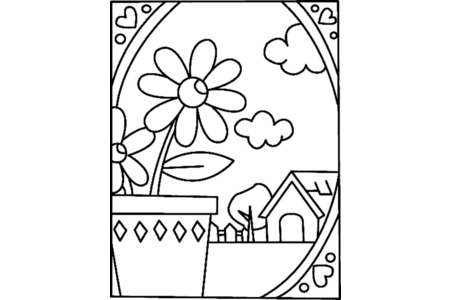 Printable coloring pages: Flowers 030 – 10 Doigts