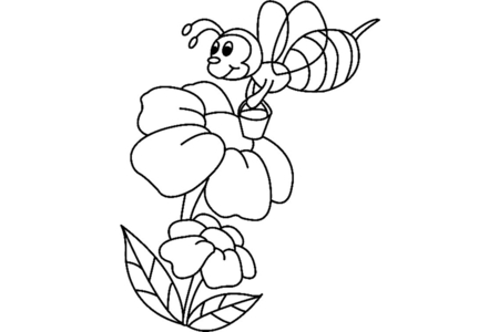 Printable coloring pages: Flowers and Bee 01 – 10 Doigts