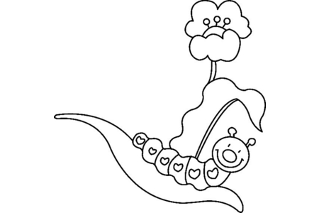 Printable coloring pages: Flowers and Caterpillar 02 – 10 Doigts