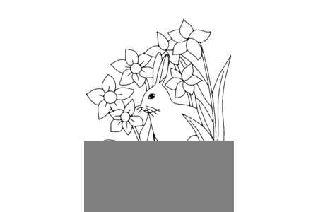 Printable coloring pages: Flowers and Bunny 01 – 10 Doigts