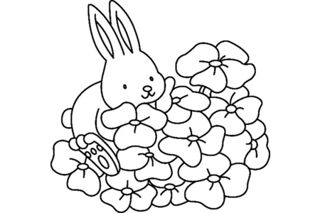 Printable coloring pages: Flowers and Rabbit 02 – 10 Doigts