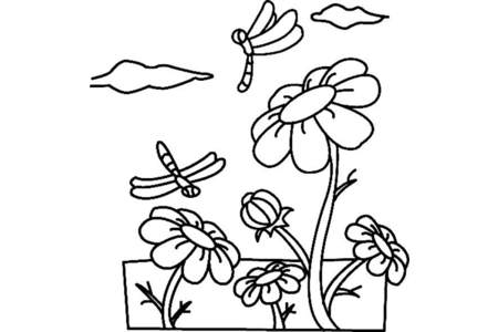 Printable coloring pages: Flowers and Dragonflies 01 – 10 Doigts