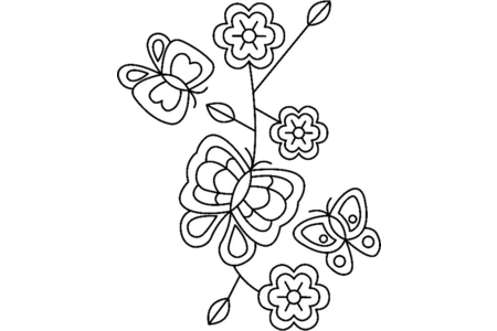 Printable coloring pages: Flowers and Butterflies 04 – 10 Doigts