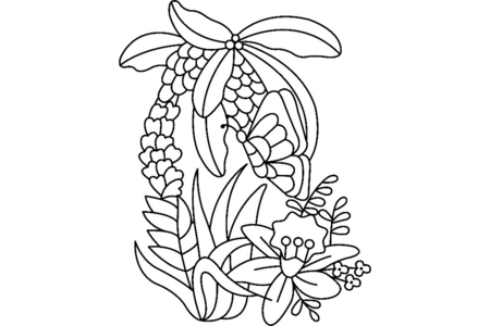 Printable coloring pages: Flowers and Butterflies 06 – 10 Doigts