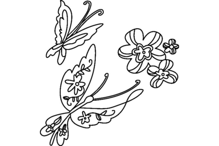 Printable coloring pages: Flowers and Butterflies 09 – 10 Doigts