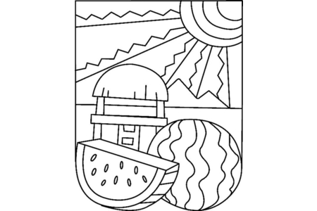 Printable coloring pages: Watermelon 02 – 10 Doigts