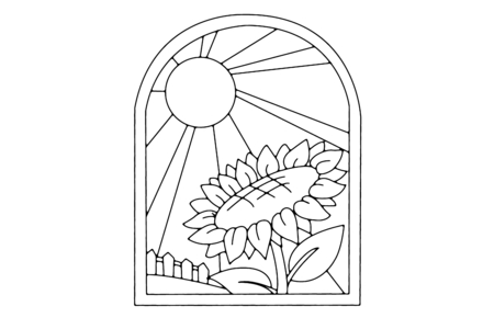 Printable coloring pages: Sunflower 01 – 10 Doigts