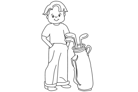 Printable coloring pages: Golfer sport 01 – 10 Doigts