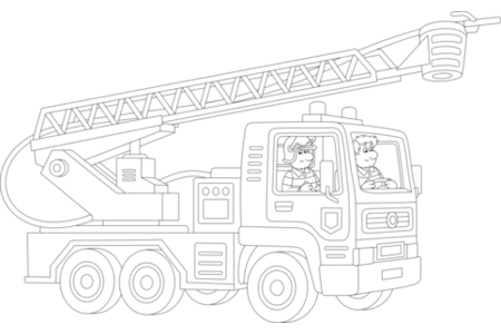 Printable coloring pages: Fire Truck 01 – 10 Doigts
