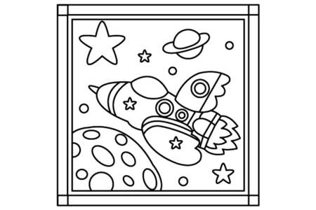 Printable coloring pages: Rocket 04 – 10 Doigts