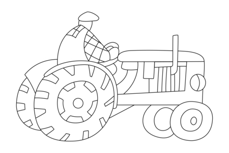 Printable coloring pages: Tractor 01 – 10 Doigts