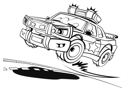 Printable coloring pages: Police Car 02 – 10 Doigts