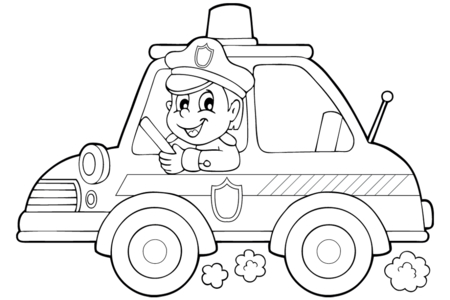 Dibujos para imprimir : Coche de policía 03 – 10 Doigts