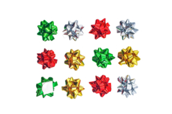 12 nœuds étoiles en bolduc métallisé - Rubans cadeaux - 10doigts.fr - 2