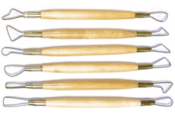 Set de 6 mirettes assorties avec manches en bois - Outils de Modelage - 10doigts.fr
