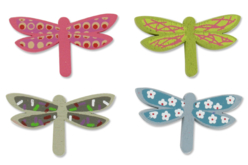 Libellules en bois décoré  - Déco en bois peints - 10doigts.fr