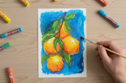 aquarelle avec pastel à l'huile - Pastels et Fusains - 10doigts.fr - 2