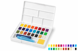 Caja de acuarelas Faber-Castell 24 pastillas + accesorios - Colores acuarela - 10doigts.fr