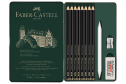 Caja metálica Pitt Graphite Mate - 11 piezas - Crayons graphite et mines pour le dessin - 10doigts.fr