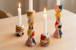 Bougeoir en bois 17,5 x 5,5 cm - Candelabros de madera - 10doigts.fr