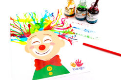 Clown et cheveux à l'encre soufflée - Encres liquides - 10doigts.fr - 2