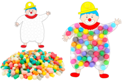 clown playmais - Activités manuelles avec des flocons de maïs : une matière naturelle et ludique - 10doigts.fr