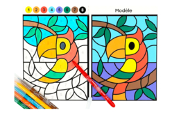 Coloriages aux numéros - Thème Animaux de la Jungle - Coloriage - 10doigts.fr