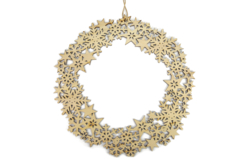 Couronne en bois ajourée 35 cm - Objets en bois Noël - 10doigts.fr