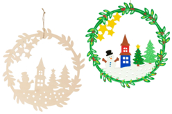 Couronne en bois bonhomme de neige - Couronnes de Noël - 10doigts.fr - 2