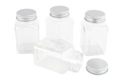 flacons bocaux en plastique avec couvercle - Plastique Transparent - 10doigts.fr