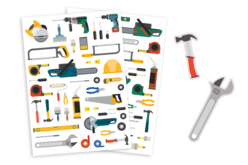 Gommettes outils - 84 pcs - Gommettes transports, métiers et chantier pour inventer et créer - 10doigts.fr