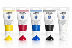 Lefranc Bourgeois gouache study set, 5 tubes of 80 ml each. - Gouache fine artiste : des couleurs opaques et lumineuses - 10doigts.fr