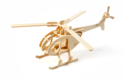 Hélicoptère 3D en bois naturel à monter - Maquettes en bois - 10doigts.fr