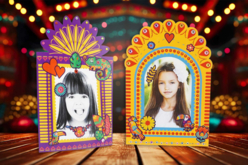 Kit cadres Fiesta + accessoires - 4 cadres assortis - Kits créatifs avec gommettes : le plein d’idées pour les petits artistes - 10doigts.fr