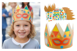 Kit couronnes de carnaval + gommettes - 4 pièces - Kits créatifs Carnaval - Activités manuelles et de bricolage pour Carnaval - 10doigts.fr