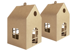 maison carton kraft - Photophores Noël - 10doigts.fr