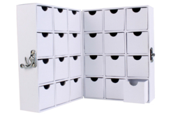 Meuble de rangement, en carton blanc, en forme de livre - Boîtes et corbeilles en carton - 10doigts.fr