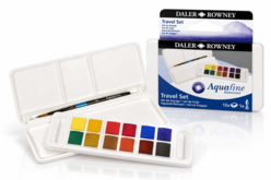 Aquafine Watercolour Palette - 12 Half Pans and Brush - Couleurs aquarelle - 10doigts.fr