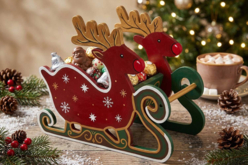 panier renne en bois - Décorations de Noël en bois - 10doigts.fr - 2