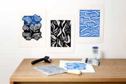 Peintures Linogravure, bleu - Linogravure - 10doigts.fr - 2