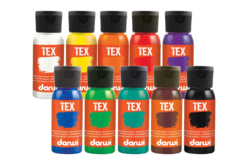Peintures textile, flacon 50 ml - 10 couleurs - Peinture textile - 10doigts.fr