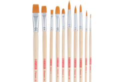 Pinceles planos, mango largo - 10 piezas - Pinceles y brochas para pintura acrílica - 10doigts.fr