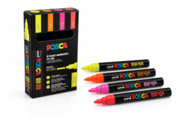 Posca fluorescente PC5M - 4 colores - Marqueurs POSCA : la référence mondiale de la peinture nomade - 10doigts.fr