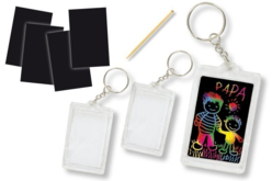 Set de 2 porte-clefs avec décors en carte à gratter + 2 grattoirs - Porte-clés - 10doigts.fr