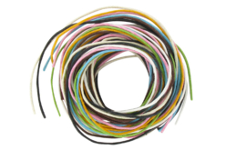 Set de 8 cordons (1 mètre - ø 1 mm) en coton ciré, couleurs assorties : écru, rose, bleu turquoise, noir, brun, blanc, vert, orange - Fil coton, échevette - 10doigts.fr