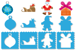 Set de 8 pochoirs 10 DOIGTS Multi fonctions 3 en 1 : NOËL - Pochoirs fêtes - 10doigts.fr - 2