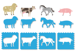 Set de 8 pochoirs + 8 tracettes : ANIMAUX - Pochoir animaux - 10doigts.fr - 2