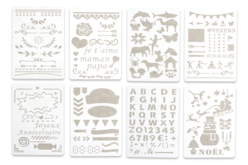 Set de 8 pochoirs carterie - Bullet Journal, Planner - 10doigts.fr