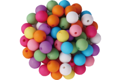 Set de 80 perles rondes en acrylique, 8 couleurs assorties - Perles Acrylique - 10doigts.fr