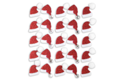 Stickers pailletés bonnet de Père Noël 2 x 1,5 cm x 25 pcs - Thème Noël - 10doigts.fr
